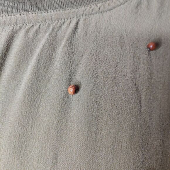 Sunny Leigh 100% Silk Blouse Top Short Sleeve Beaded - Picture 5 of 8